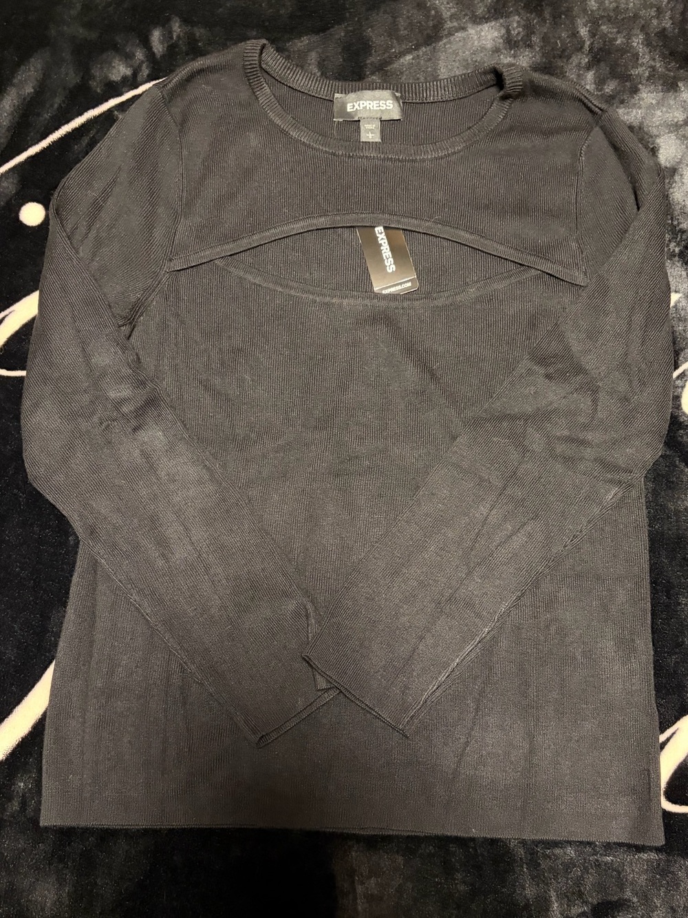 Express Black Sweater Long Sleeve Top with Front Cutout